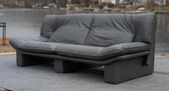Nicoletti Salotti Nicoletti Salotti Italian Slate Leather Large Post Modern Three Seater Sofa - 3947376