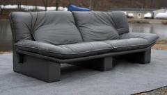 Nicoletti Salotti Nicoletti Salotti Italian Slate Leather Large Post Modern Three Seater Sofa - 3947381