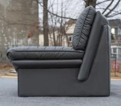 Nicoletti Salotti Nicoletti Salotti Italian Slate Leather Large Post Modern Three Seater Sofa - 3947436