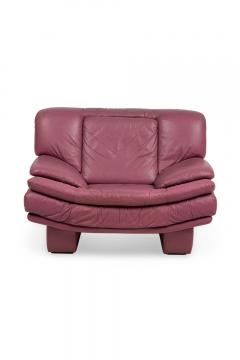 Nicoletti Salotti for Interline Italia Contemporary c 1980s Lilac Leather Cl - 4661786