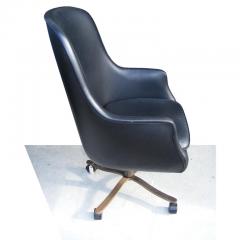 Nicos Zographos 1 Vintage Midcentury Zographos Alpha Chair Black Leather Bronze Base - 2790735