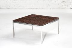 Nicos Zographos Brown Granite and Stainless Steel Coffee Table 1970 - 2821313