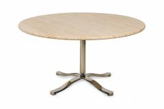 Nicos Zographos Mid Century American Circular Travertine and Steel Dining Table - 4631945