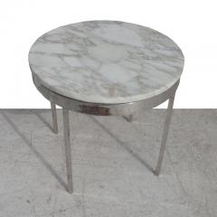 Nicos Zographos Mid Century Chrome Marble Side Table in the Style of Nico Zographos - 2721800