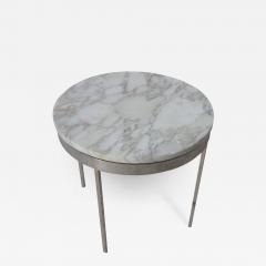 Nicos Zographos Mid Century Chrome Marble Side Table in the Style of Nico Zographos - 2725837