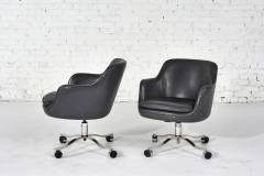 Nicos Zographos Nicos Zographos Gray Leather Office Desk Chairs 1980 - 3066302