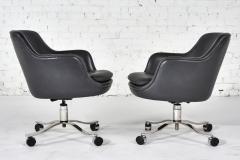 Nicos Zographos Nicos Zographos Gray Leather Office Desk Chairs 1980 - 3066306