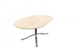 Nicos Zographos Nicos Zographos Large Racetrack Oval Travertine Stainless Steel Dining Table - 2559905