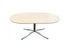 Nicos Zographos Nicos Zographos Large Racetrack Oval Travertine Stainless Steel Dining Table - 2559914