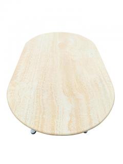 Nicos Zographos Nicos Zographos Large Racetrack Oval Travertine Stainless Steel Dining Table - 2559915