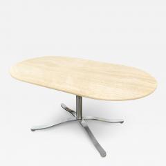 Nicos Zographos Nicos Zographos Large Racetrack Oval Travertine Stainless Steel Dining Table - 2561589