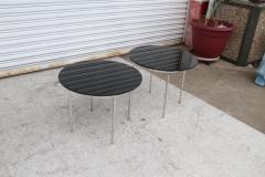 Nicos Zographos One Pair Mid Century Smoked Glass and Chrome Side Tables - 3191775