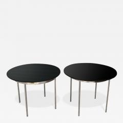 Nicos Zographos One Pair Mid Century Smoked Glass and Chrome Side Tables - 3193339