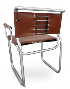 Nicos Zographos Set of 4 Nicos Zographos Rare Stainless Steel Leather Armchairs Dining Chairs - 3126578
