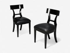 Niedermaier Ebonized Wood Leather Klismos Dining Chairs USA 21st C  - 4392614