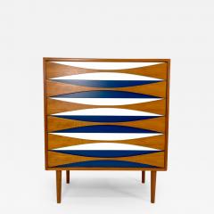 Niels Clausen Attributed to Arne Vodder Teak Dresser w Color Bowtie Drawers by Niels Clausen - 3210404