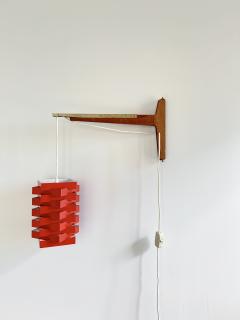 Niels Esmann Hans C Jensen Geometric Red Pendant Wall Light Denmark 1960s - 4016175