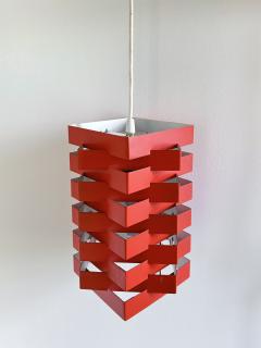 Niels Esmann Hans C Jensen Geometric Red Pendant Wall Light Denmark 1960s - 4016178