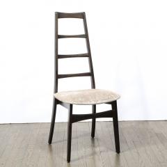Niels Koefoed Set of Six Mid Century Ebonized Teak Gauffraged Velvet Chairs by Niels Koefoed - 2551188