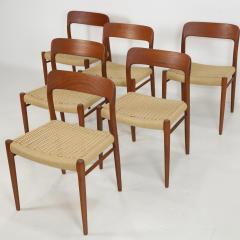 Niels Moller Set of Six Scandinavian Modern Teak Dining Chairs By Niels Moller - 2254389