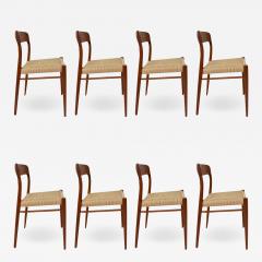 Niels Otto M ller 1960s Set of 8 Niels Moller Model 71 Teak Chairs with new danish rope - 3149828
