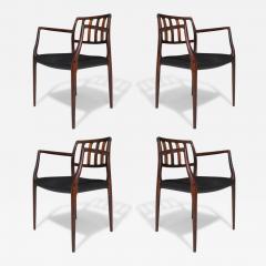 Niels Otto M ller Four 4 Niels O Moller Model 66 Rosewood and Leather Armchairs Restored - 4010348