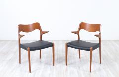 Niels Otto M ller Niels M ller Model 71 Leather Teak Arm Chairs for J L M llers - 3049739