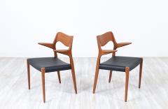 Niels Otto M ller Niels M ller Model 71 Leather Teak Arm Chairs for J L M llers - 3049740