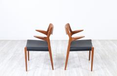 Niels Otto M ller Niels M ller Model 71 Leather Teak Arm Chairs for J L M llers - 3049741