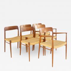 Niels Otto M ller Niels Otto Moller Model 75 Danish Teak Roped Dining Chairs Set of 6 - 2584727