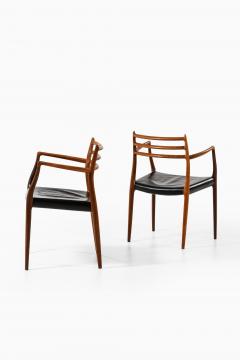 Niels Otto M ller Set of 10 Armchairs in Rosewood and Black Leather by Niels Otto M ller 1960s - 4369866