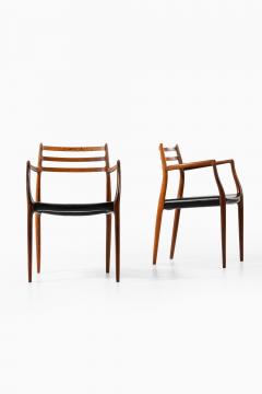 Niels Otto M ller Set of 10 Armchairs in Rosewood and Black Leather by Niels Otto M ller 1960s - 4369912