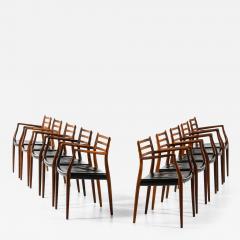 Niels Otto M ller Set of 10 Armchairs in Rosewood and Black Leather by Niels Otto M ller 1960s - 4370032