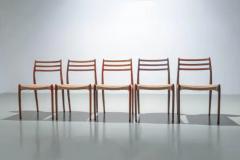 Niels Otto M ller Set of 5 Niels Otto M ller Dining Room Chairs in Wood and Danish Cord 1960s - 3796781