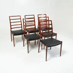 Niels Otto M ller Set of Six Rosewood Moller 82 and black leather - 3556473