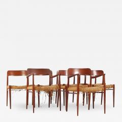 Niels Otto Moller Niels Moller Mid Century Teak Model 75 and 77 Dining Chairs Set of 8 - 3689053