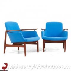 Niels Vodder Finn Juhl for Niels Vodder NV 53 Blue Chairs Pair - 3554352