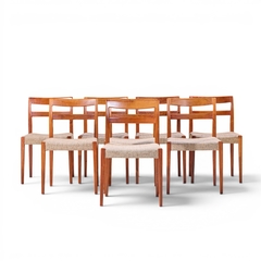 Nils Johnnson Nils Jonsson for Troeds Garmi Mid Century Danish Teak Dining Chairs Set of 8 - 4694549