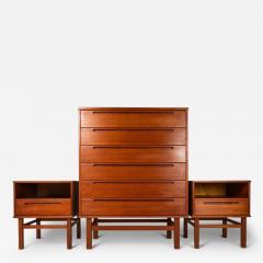 Nils Jonsson Danish Modern Six Drawer Tall Dresser w Matching End Tables in Teak - 3097883