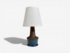 Nils K hler Small Table Lamp Brown Stoneware Denmark 1950s - 4495580
