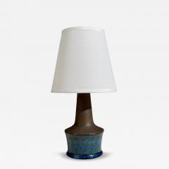 Nils K hler Small Table Lamp Brown Stoneware Denmark 1950s - 4495930
