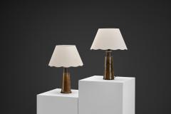 Nils Kahler 613X31 Amber Table Lamps by Nils K hler for K hler Keramik Denmark 1960s - 4717665