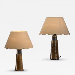 Nils Kahler 613X31 Amber Table Lamps by Nils K hler for K hler Keramik Denmark 1960s - 4719543