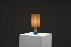 Nils Kahler Blue Glazed Stoneware Table Lamp by Nils K hler Denmark ca 1950s - 4785072