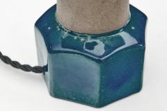 Nils Kahler Blue Glazed Stoneware Table Lamp by Nils K hler Denmark ca 1950s - 4785103