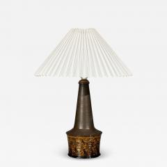 Nils Kahler Nils K hler Large Table Lamp Brown Glazed Stoneware Denmark 1960s - 4804957