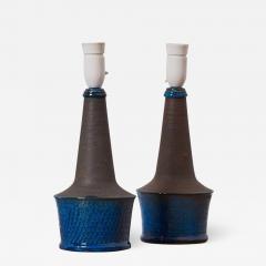 Nils Kahler Pair of Blue Gray Table Lamps by Nils K hler Denmark 1960s - 602047