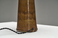 Nils Kahler Stoneware Table Lamp with Amber Glaze by Nils K hler Denmark ca 1950s - 4785114