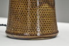 Nils Kahler Stoneware Table Lamp with Amber Glaze by Nils K hler Denmark ca 1950s - 4806372