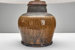Nils Kahler Yellow Glazed Stoneware Table Lamp by Nils K hler Denmark ca 1950s - 4747429